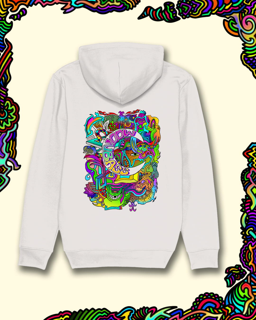 Moonbass Logo Back Print - Off White Hoodie