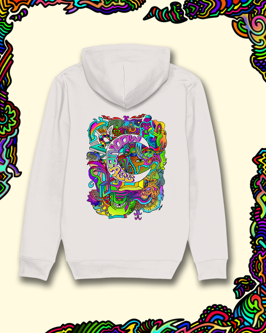Moonbass Logo Back Print - Off White Hoodie