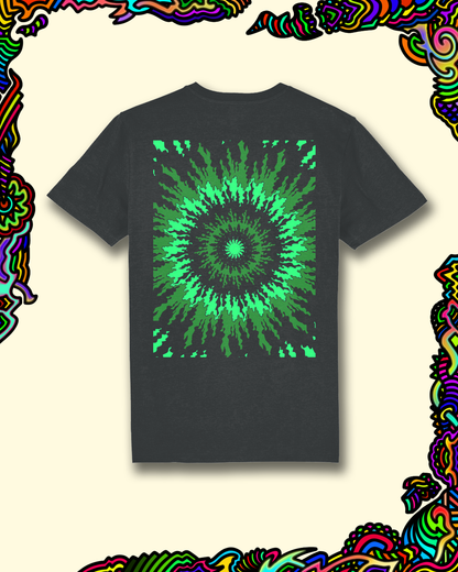 Green Swarm Back Print - Dark Heather Grey
