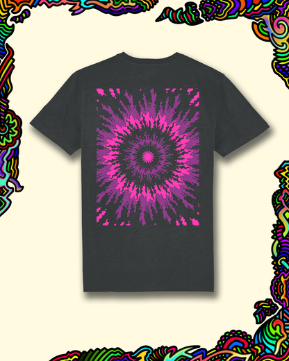 Purple Swarm Back Print - Dark Heather Grey